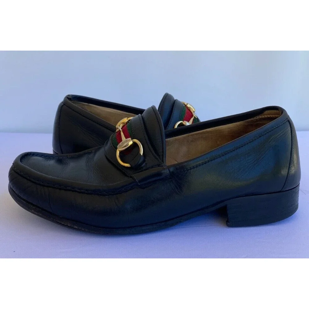 Rare Vintage GUCCI HORSE BIT LOAFER SHOES BLACK ITALY 42 US 9